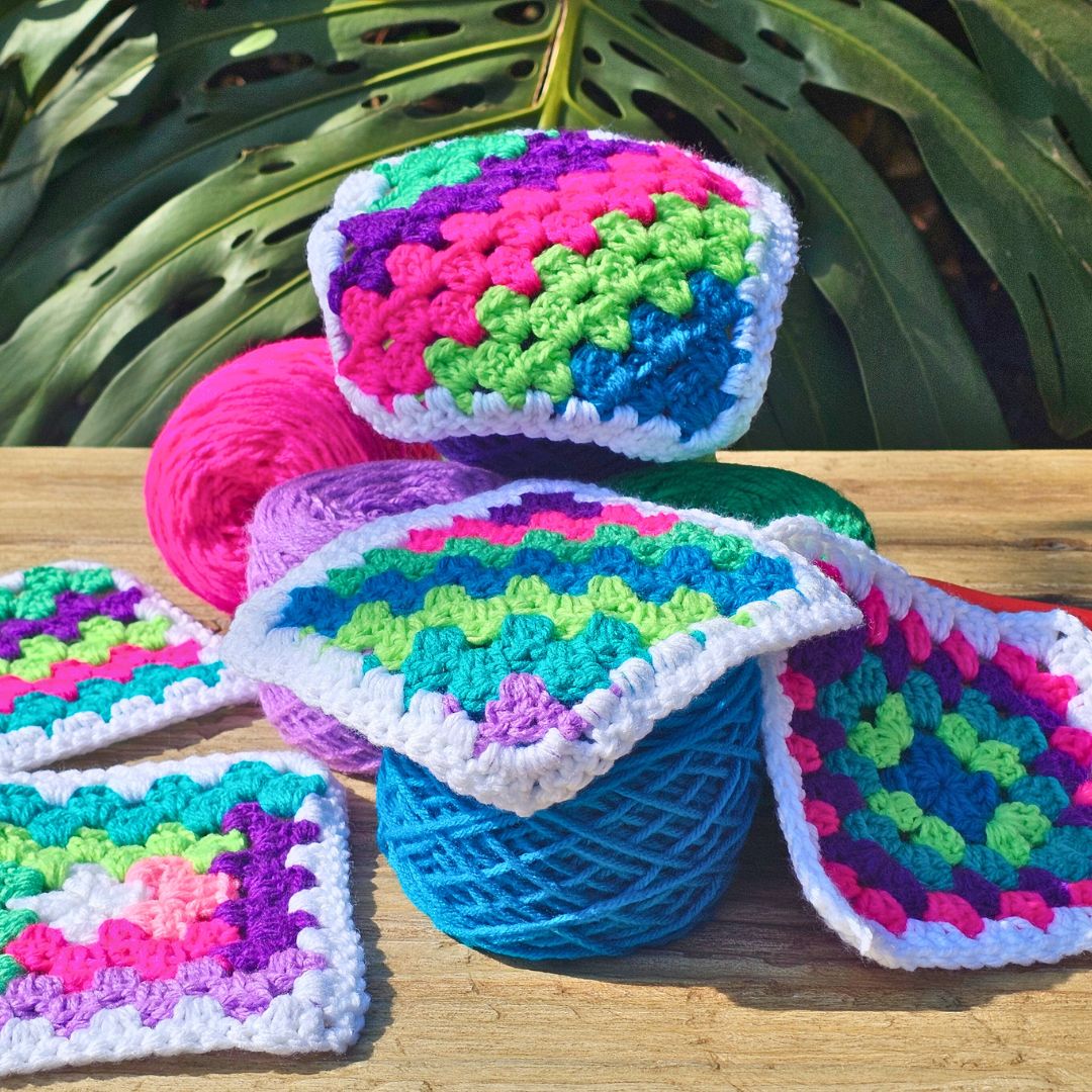 Colorful Diagonal Granny Square Pattern to Mix & Match Secret Yarnery