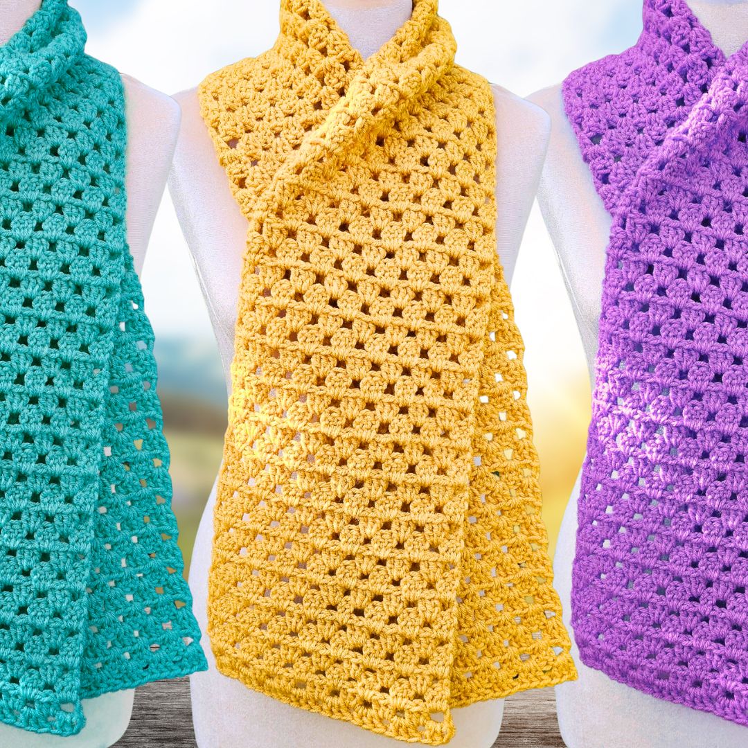 Easiest Granny Stitch Crochet Scarf for Beginners Secret Yarnery