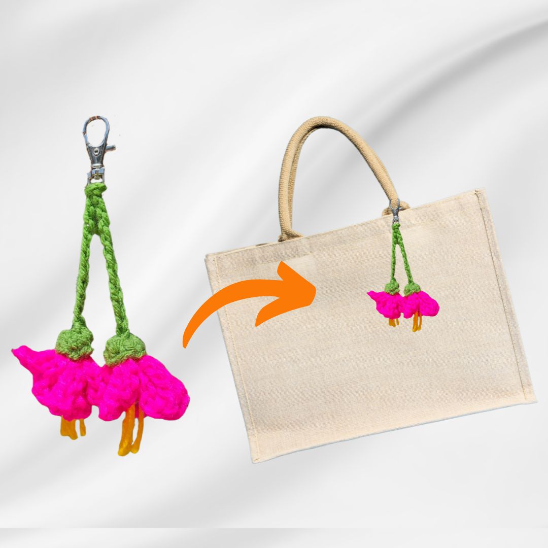 Easy Crochet Hawaiian Flower Bag Charm – Tropical Keychain Pattern