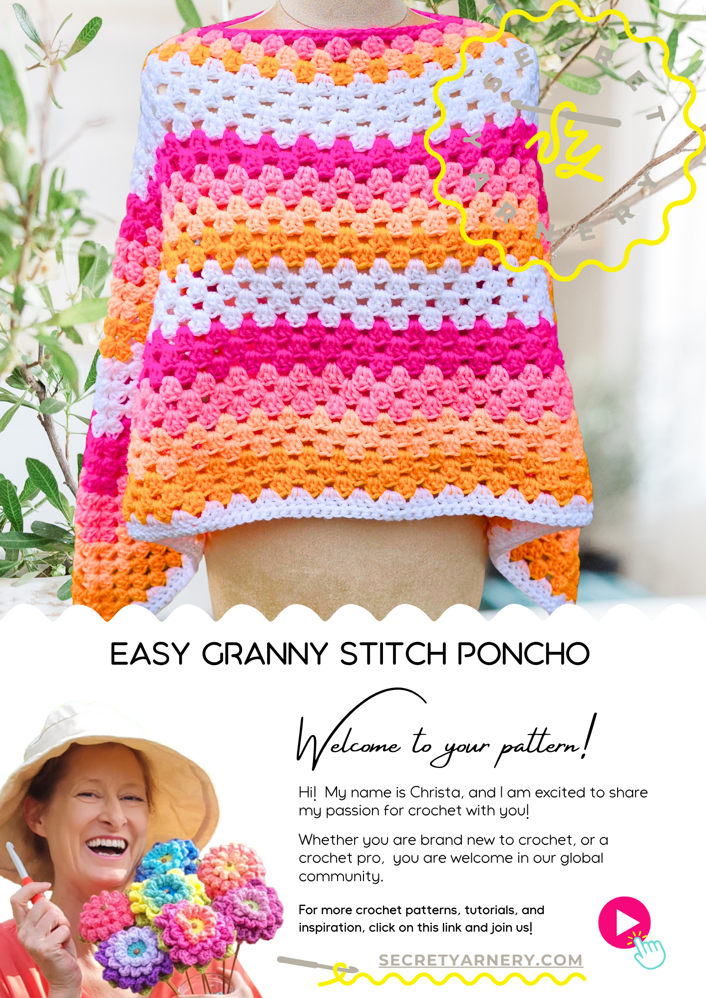 Fun Granny Stitch Poncho Pattern – Easy Crochet for Beginners Secret Yarnery