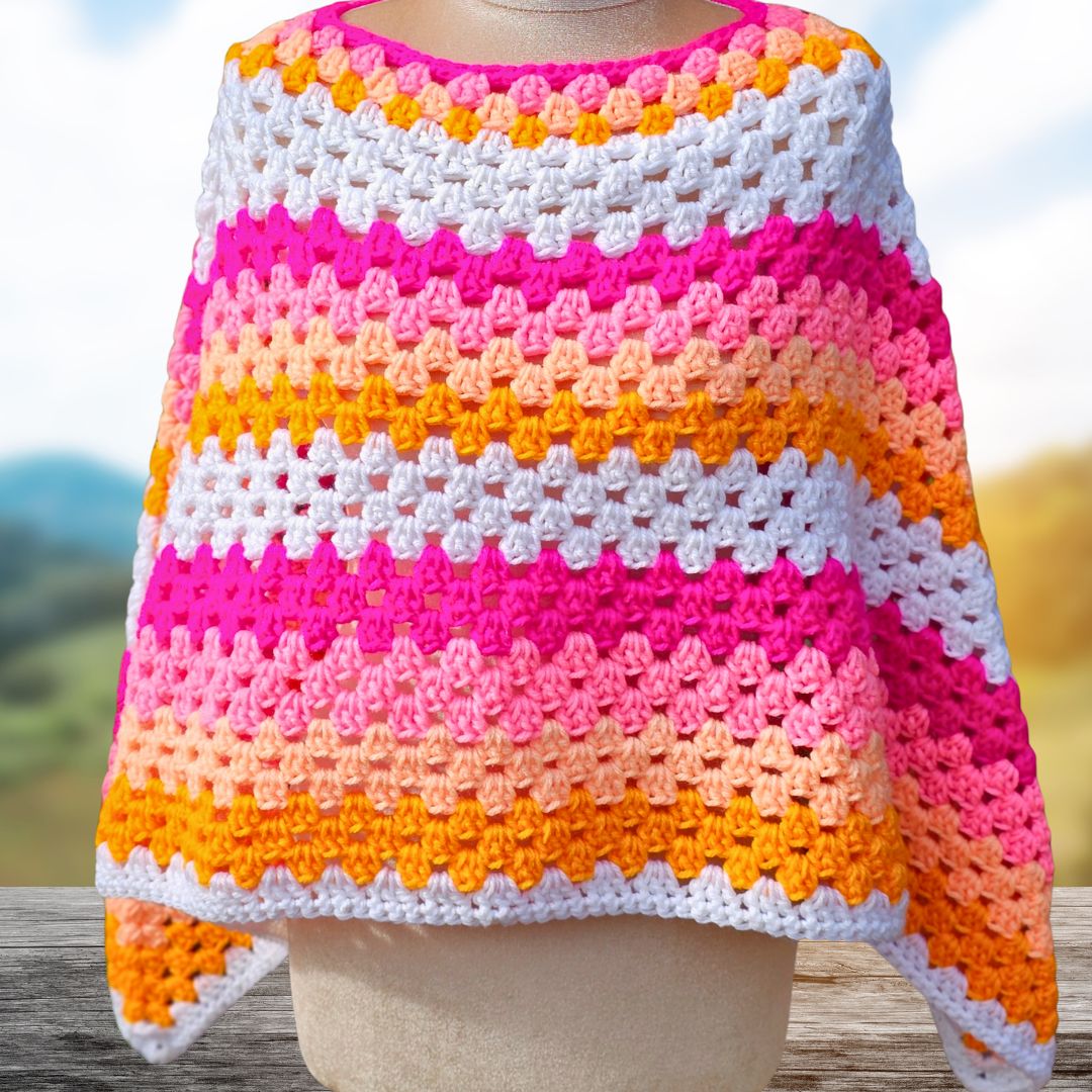 Fun Granny Stitch Poncho Pattern – Easy Crochet for Beginners