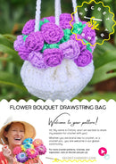 Flower Bouquet Crochet Drawstring Bag Pattern PDF Secret Yarnery