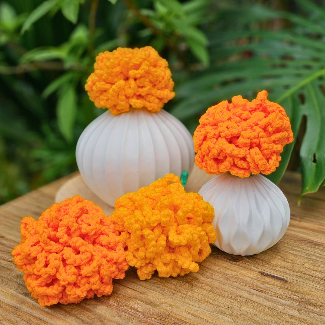 Giant Marigold Crochet Pattern for Easy DIY Diwali Decor! Secret Yarnery