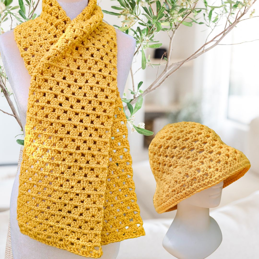 Easy Crochet Bucket Hat & Scarf Pattern | Fast Granny Stitch