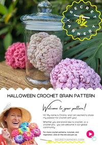 Easy DIY Halloween Crochet Brain Written Pattern Secret Yarnery