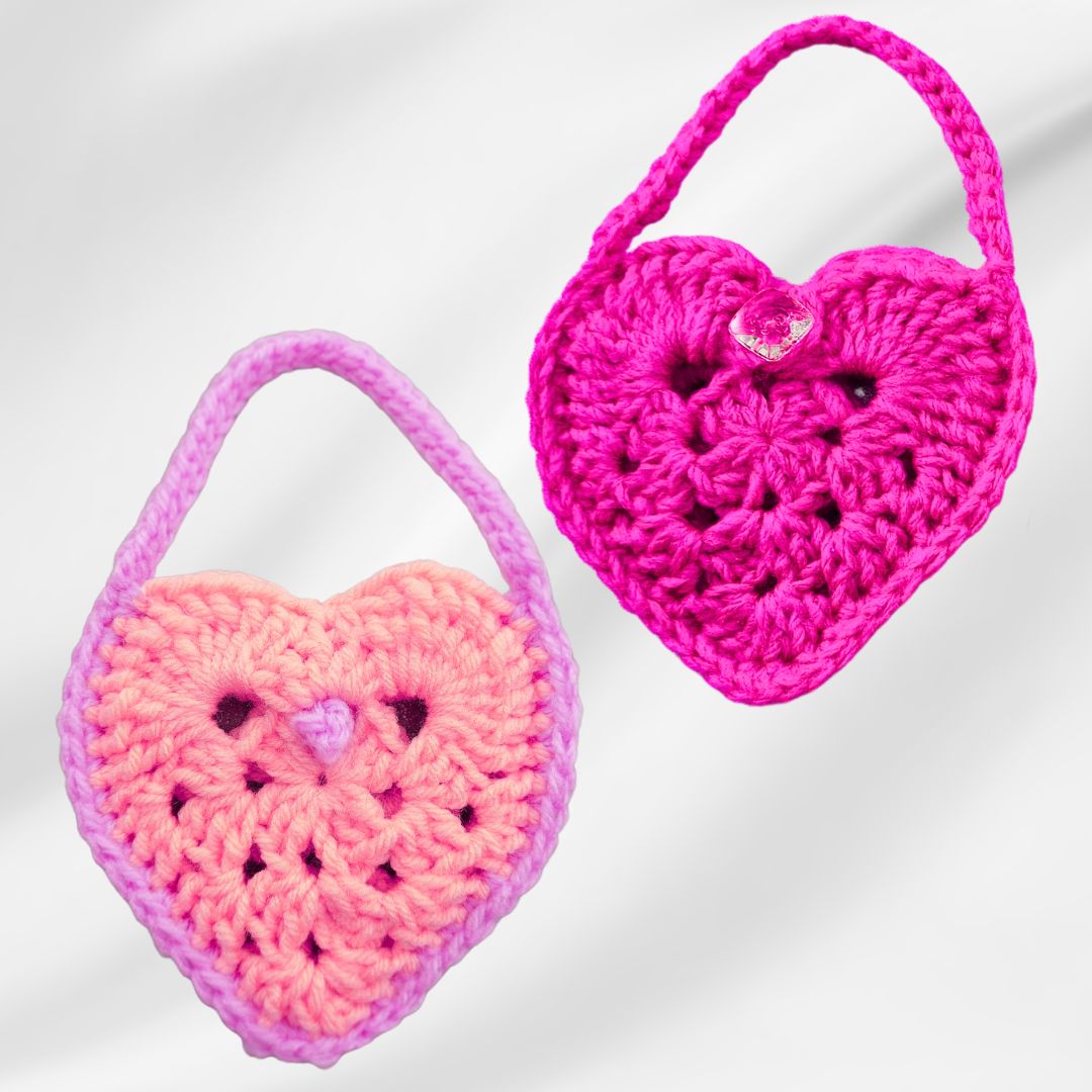 Cute Crochet Heart Bag Pattern – DIY Button & Adjustable Straps