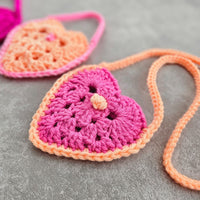 Cute Crochet Heart Bag Pattern – DIY Button & Adjustable Straps