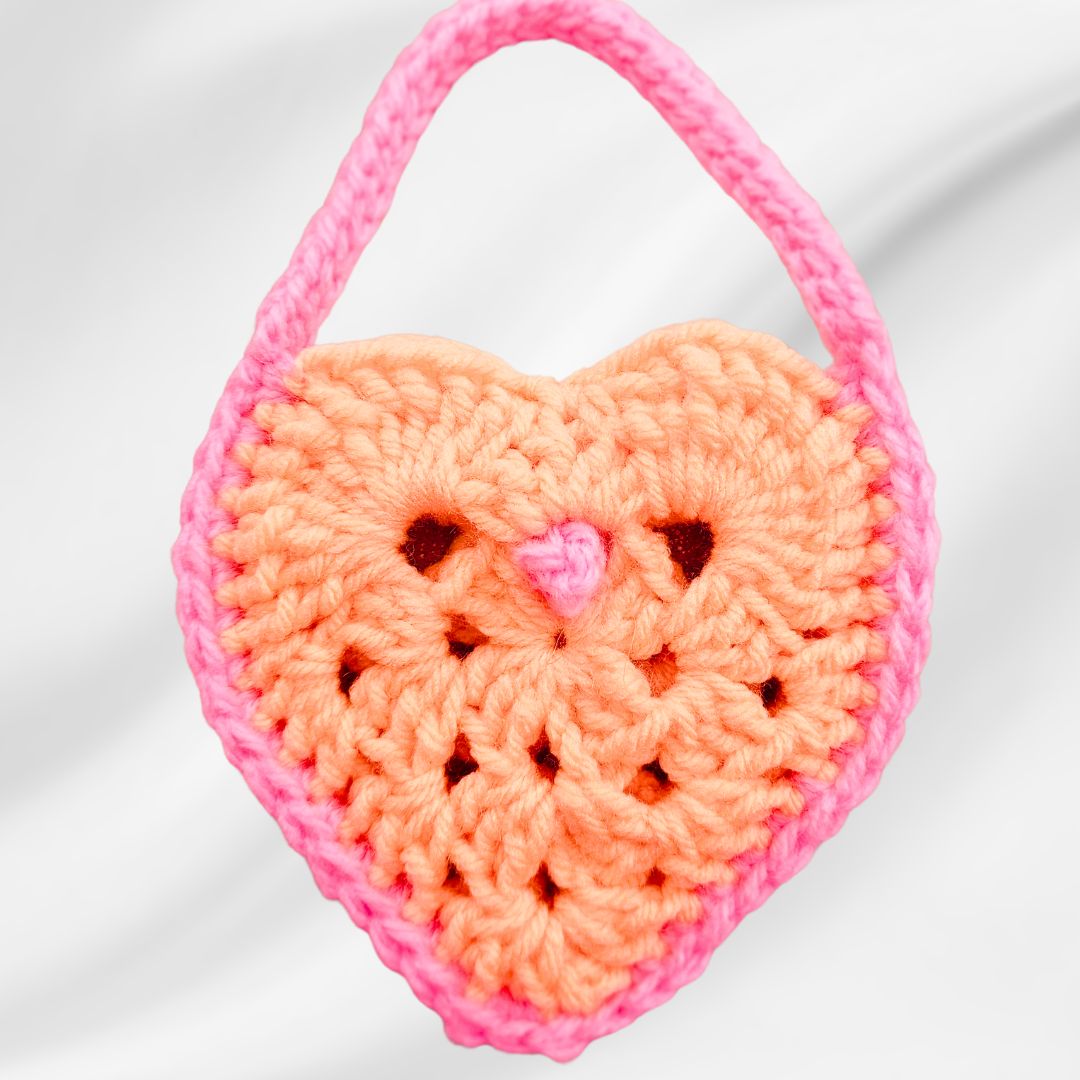 Cute Crochet Heart Bag Pattern – DIY Button & Adjustable Straps