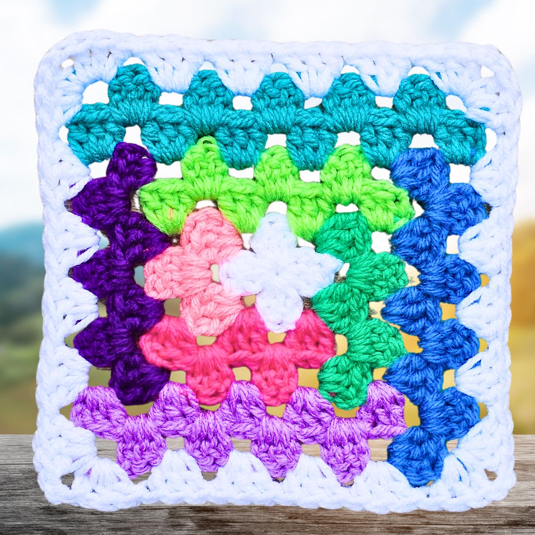 Easy Log Cabin Granny Square Pattern - 5 Round Mix & Match