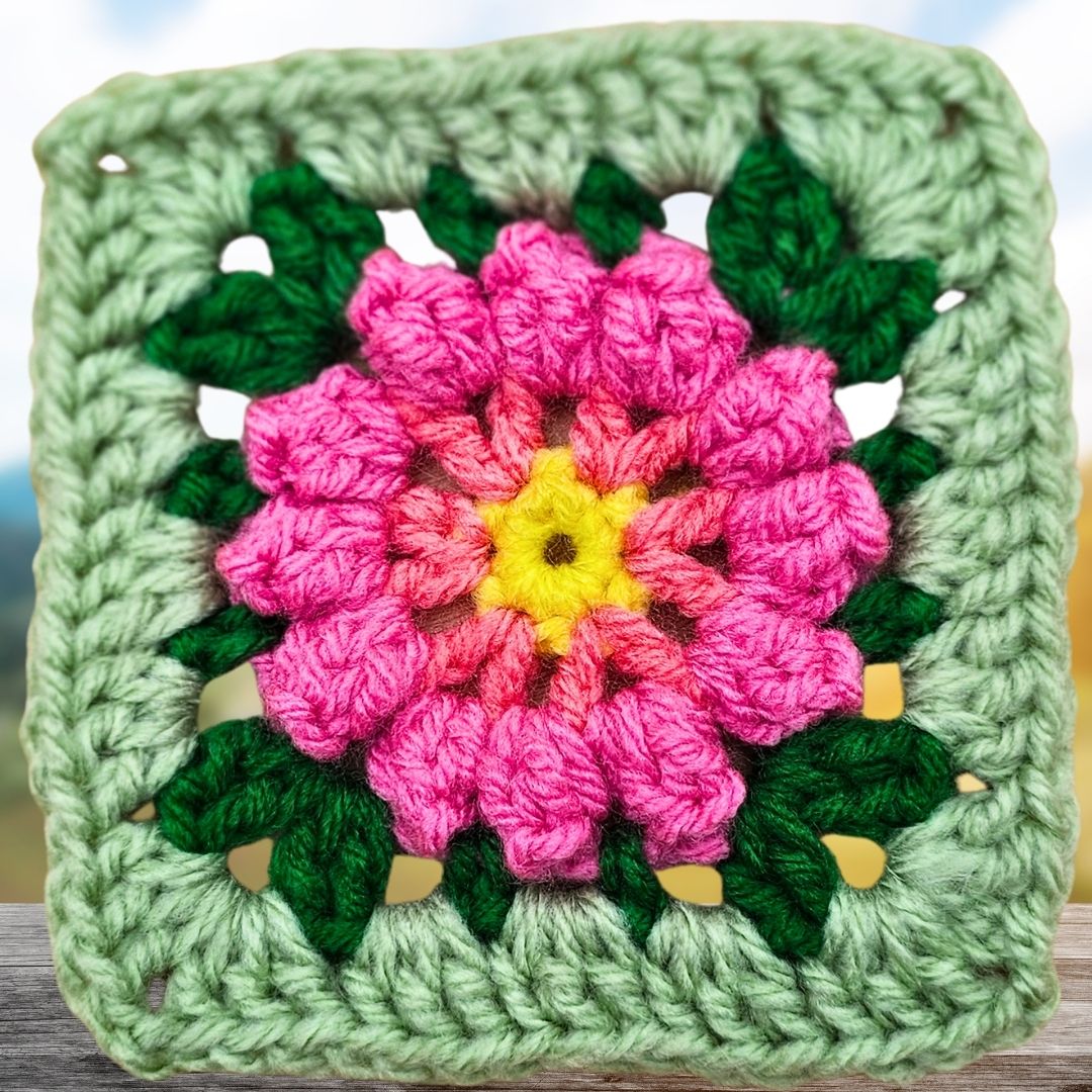 Petal Popping Flower Granny Square – BloomScape CAL Block 1 Pattern