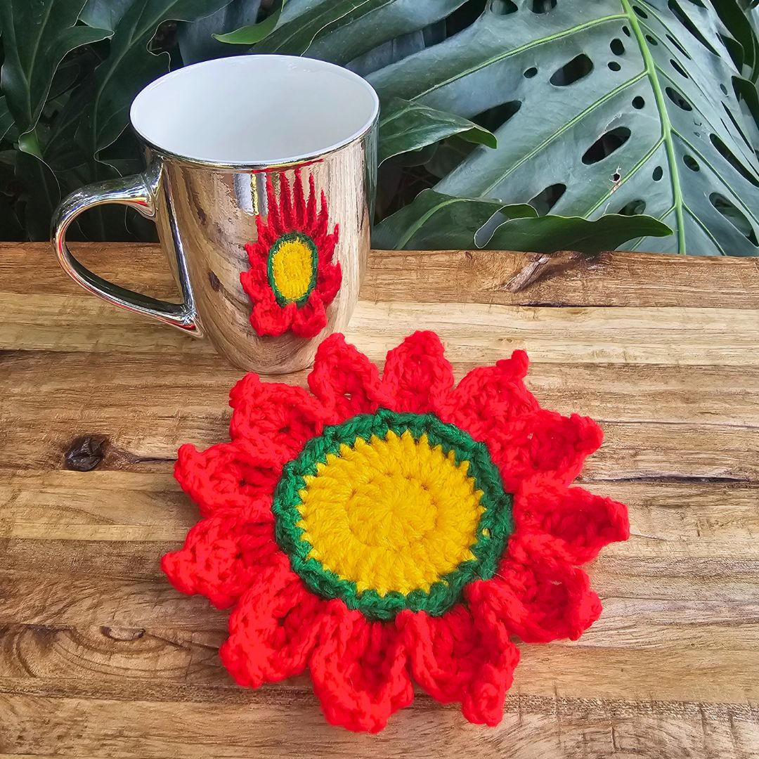 Easy Crochet Poinsettia Coasters
