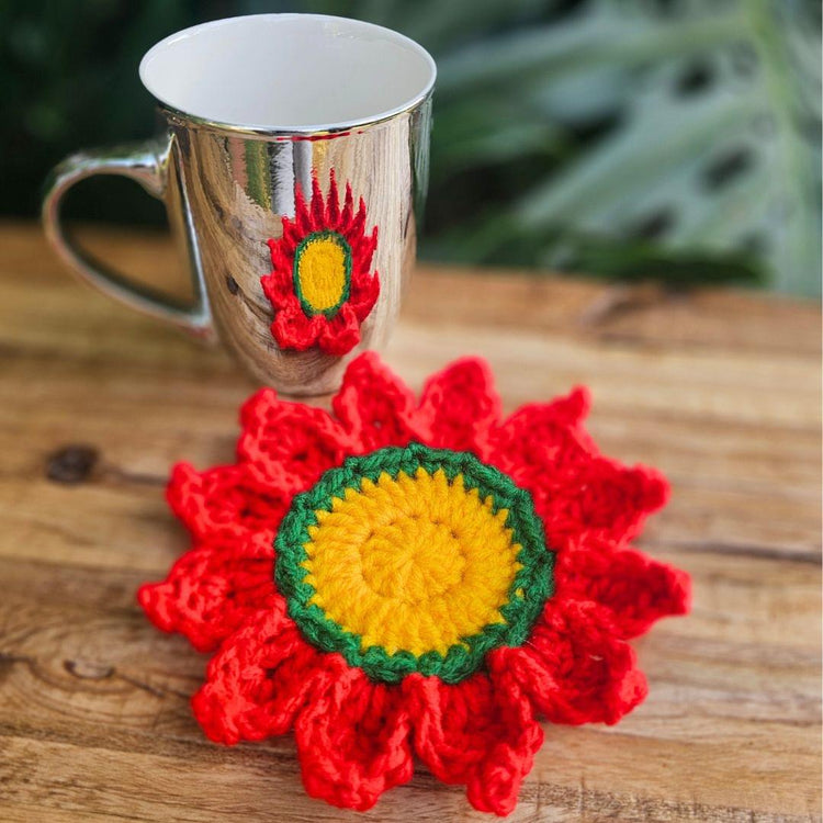 Easy Crochet Poinsettia Coasters Secret Yarnery