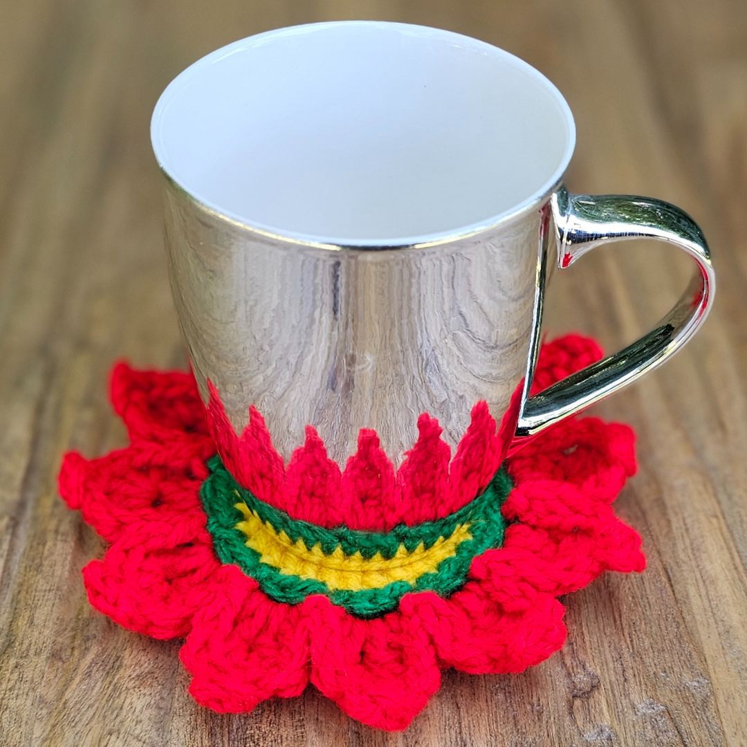 Easy Crochet Poinsettia Coasters Secret Yarnery