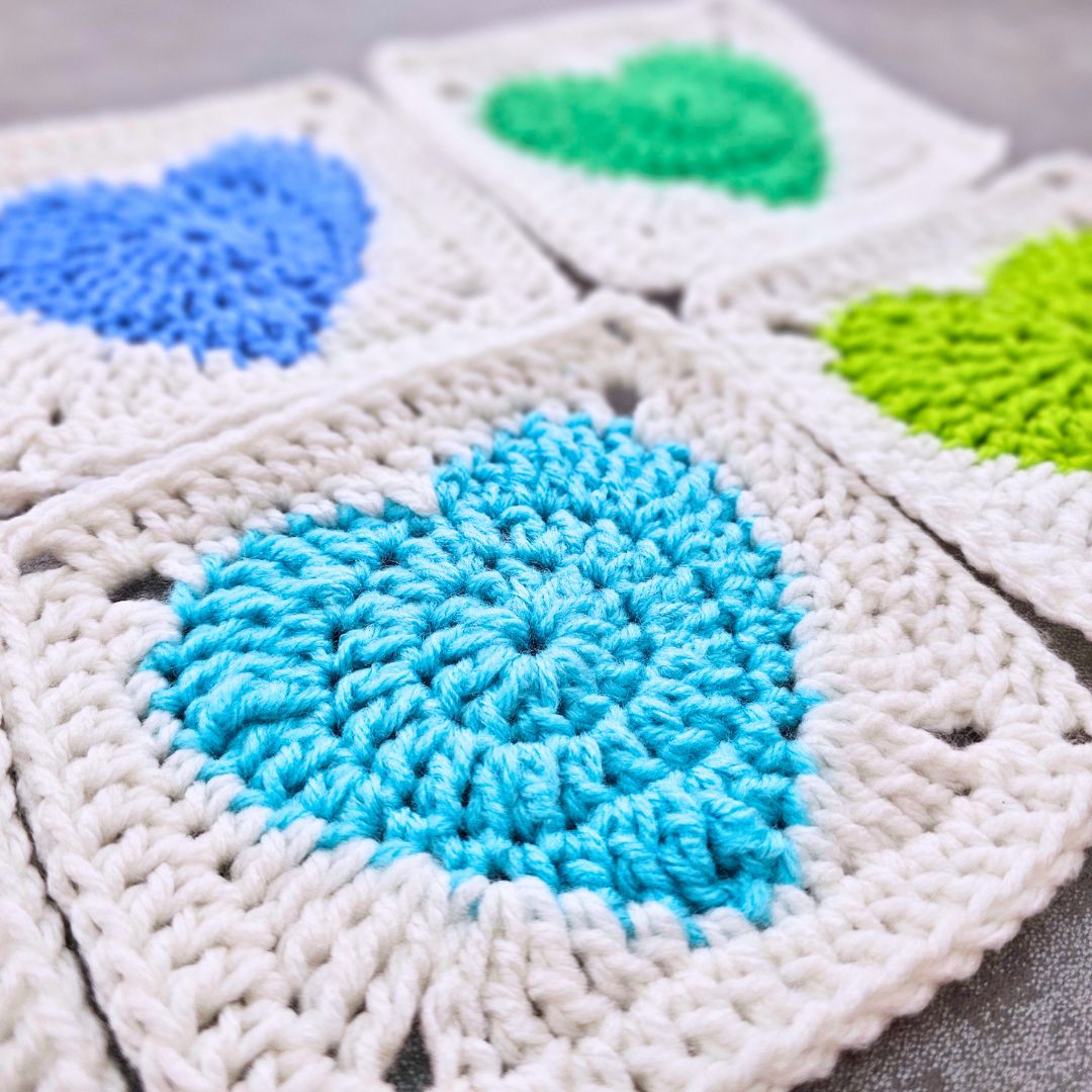 Easy Solid Heart Granny Square Crochet Pattern for Beginners