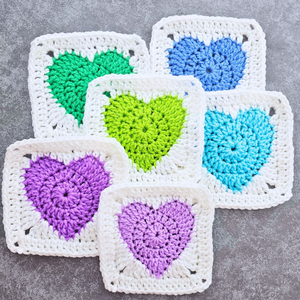 Easy Solid Heart Granny Square Crochet Pattern for Beginners