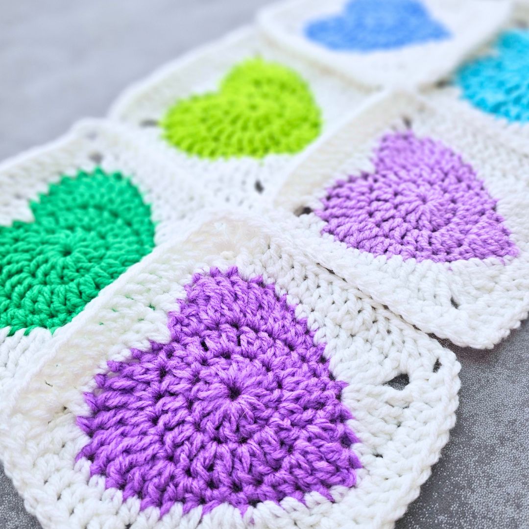 Easy Solid Heart Granny Square Crochet Pattern for Beginners