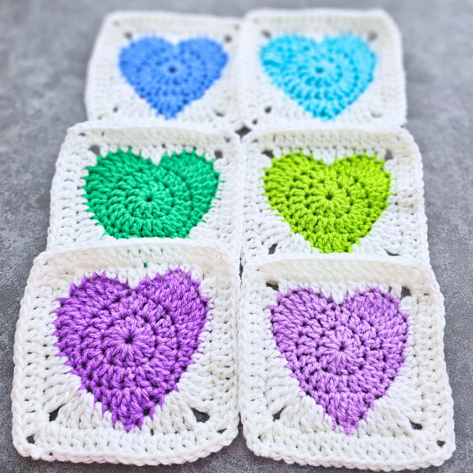 Easy Solid Heart Granny Square Crochet Pattern for Beginners