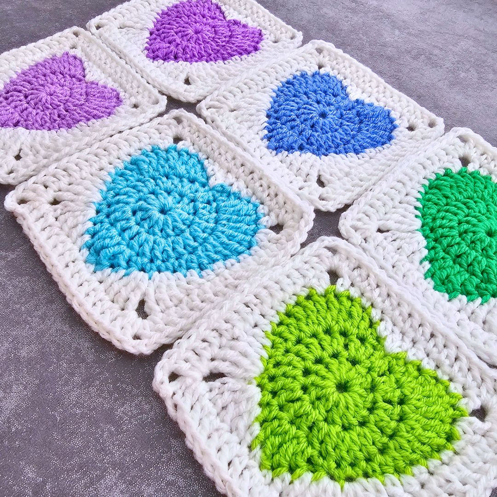 Easy Solid Heart Granny Square Crochet Pattern for Beginners
