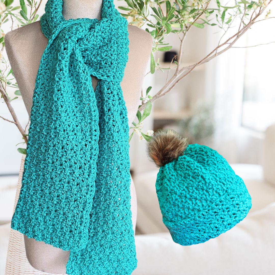 Speedy Granny Ruth Hat & Scarf Pattern | Fast Textured Crochet Set Secret Yarnery