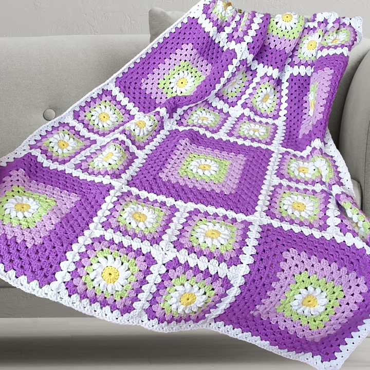 Flat Circle Crochet Polka Dot Blanket - Secret Yarnery