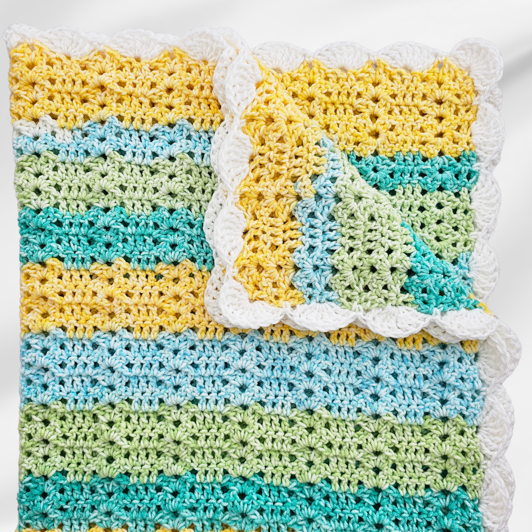 Wandering Granny Blanket – Easy One-Row Repeat with Jumbo Shell Border!