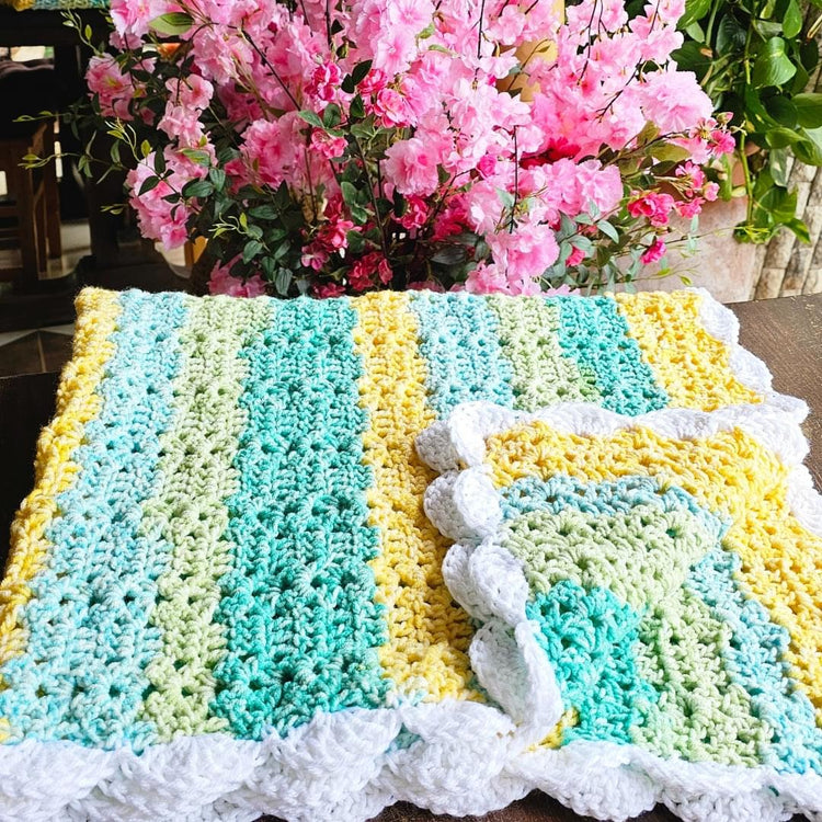 Wandering Granny Crochet Blanket with Jumbo Shell Border Secret Yarnery