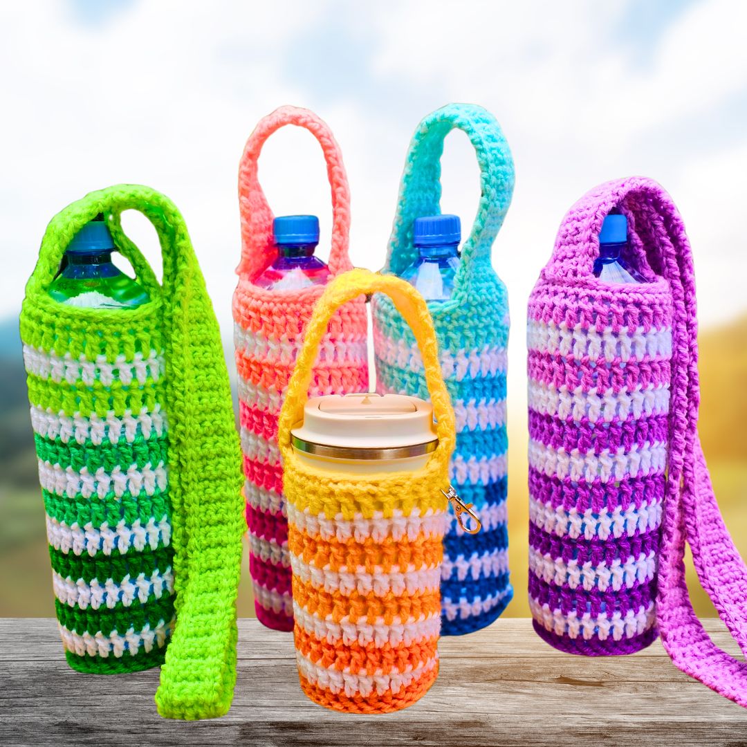Easy Water Bottle Holder Bag - Quick Crochet Gift Idea