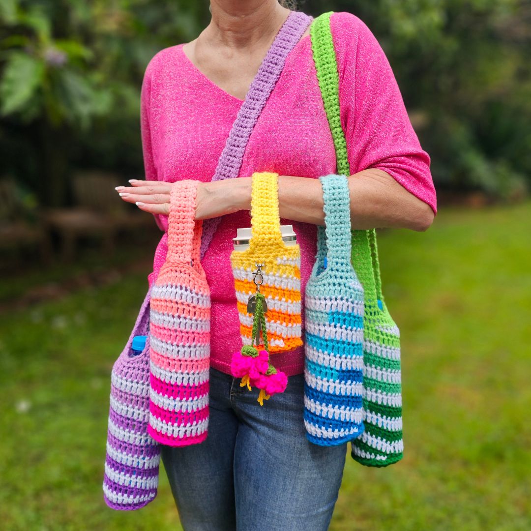 Easy Water Bottle Holder Bag - Quick Crochet Gift Idea