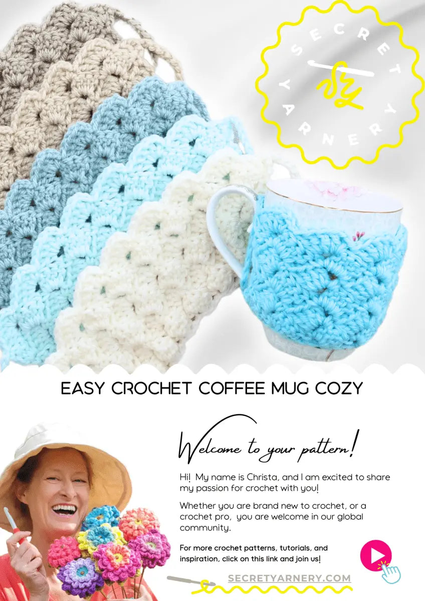 Crochet Coffee Mug Cozy -Any Size Crochet Mug Cozy Pattern