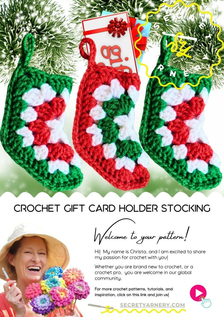 Crochet Gift Card Holder Stocking – Festive and Easy Pattern for Holiday Gifting.