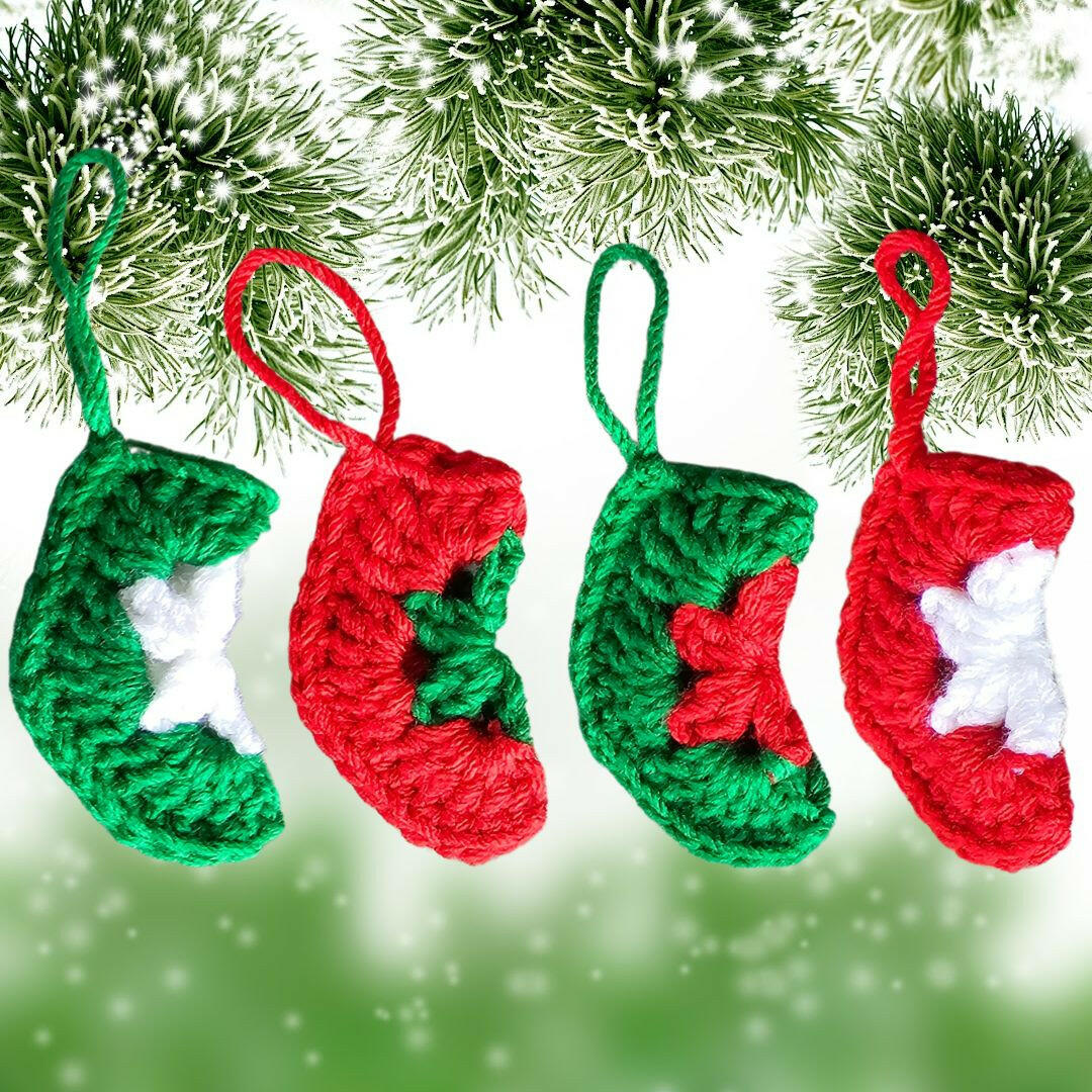 Crochet Mini Stocking Ornaments – Festive and Easy Holiday Pattern