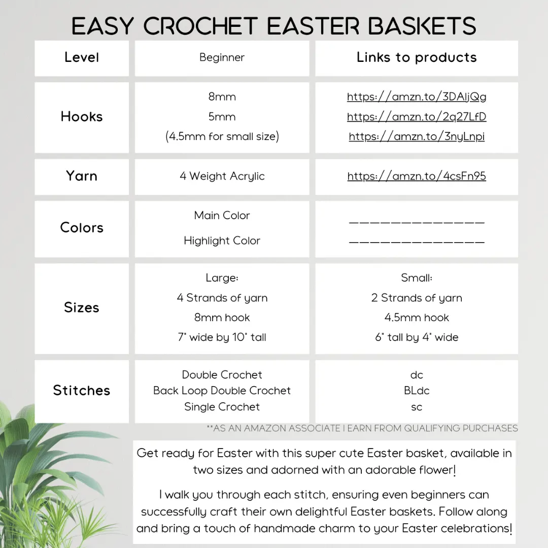 Easy Crochet Easter Baskets.