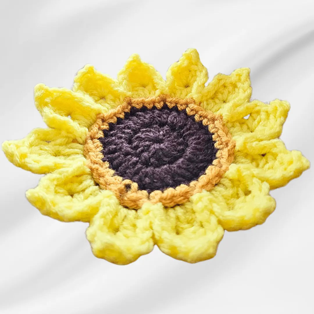 Easy Sunflower Crochet Coasters for Beginners - Secret Yarnery