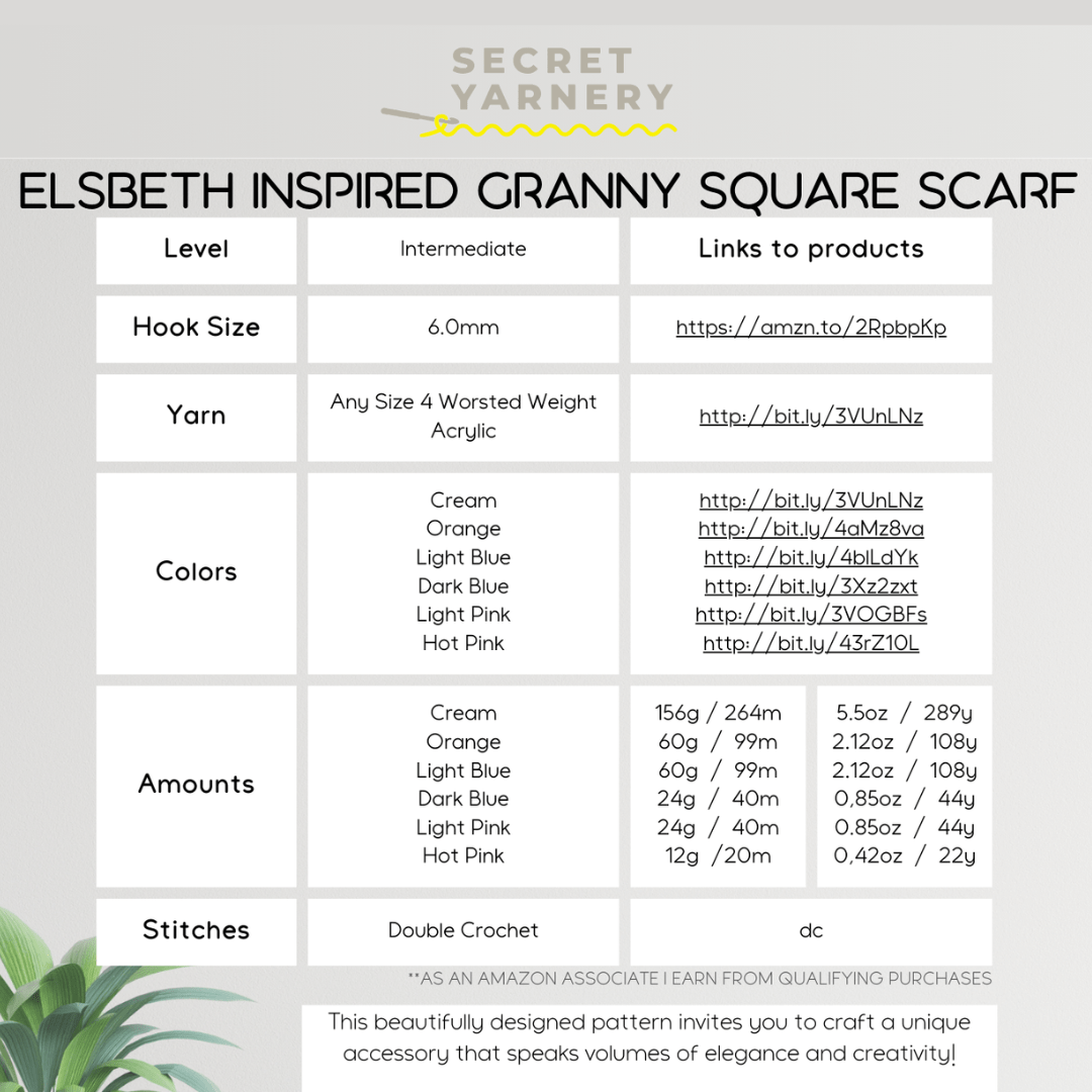 Elsbeth Inspired Granny Square Scarf - Secret Yarnery