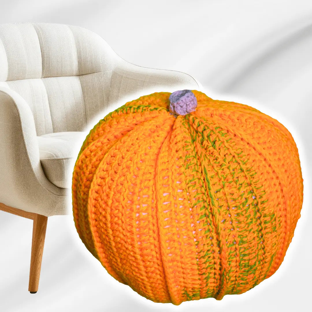Giant Pumpkin Crochet Floor Pouf
