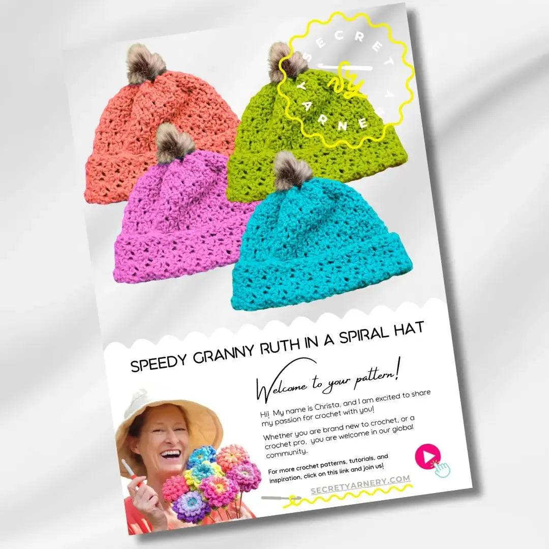 Speedy Granny Ruth in a Spiral Hat – Seamless and Quick Crochet Pattern - Secret Yarnery