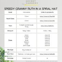 Speedy Granny Ruth in a Spiral Hat – Seamless and Quick Crochet Pattern - Secret Yarnery