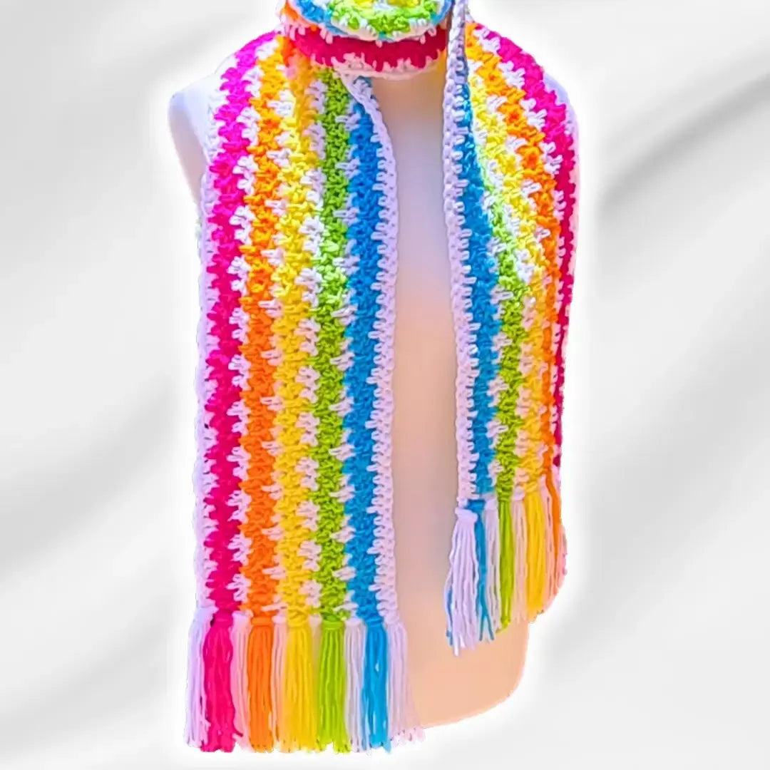 Speedy Granny Ruth Rainbow Scarf - Fast and Easy Crochet Scarf Pattern