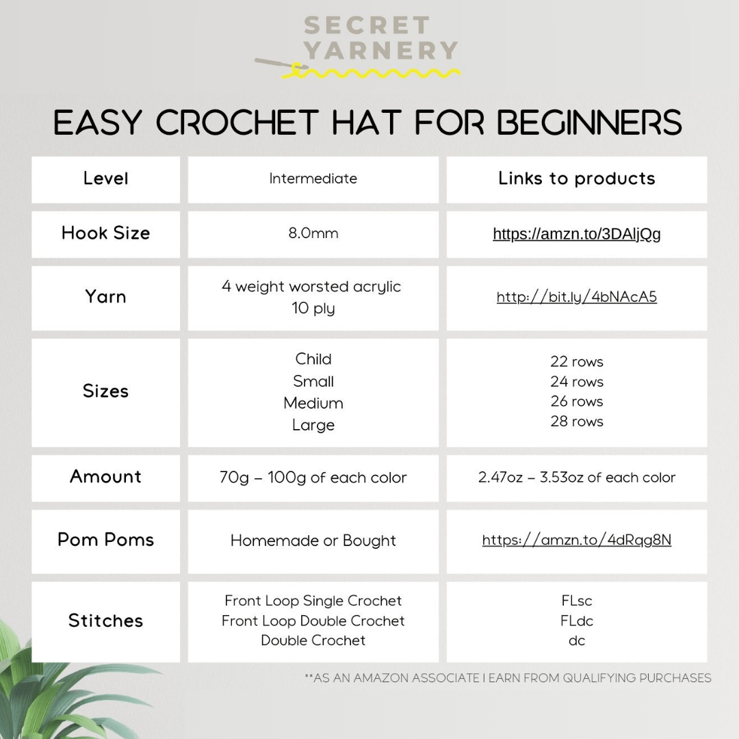 Super Easy Crochet Hat Pattern