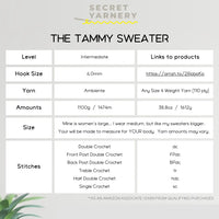 The Tammy Sweater - Easy Crochet Sweater Pattern for Beginners.