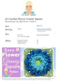 Chrysanthemum Crochet Flower Granny Square - BloomScape CAL #6.