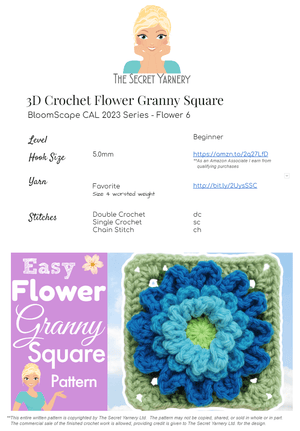 3D Crochet Flower Granny Square - Mum - The Secret Yarnery