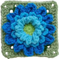 Chrysanthemum Crochet Flower Granny Square - BloomScape CAL #6.