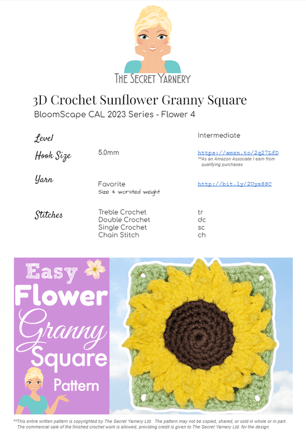 Sunflower plant no sewing parts: Crochet pattern