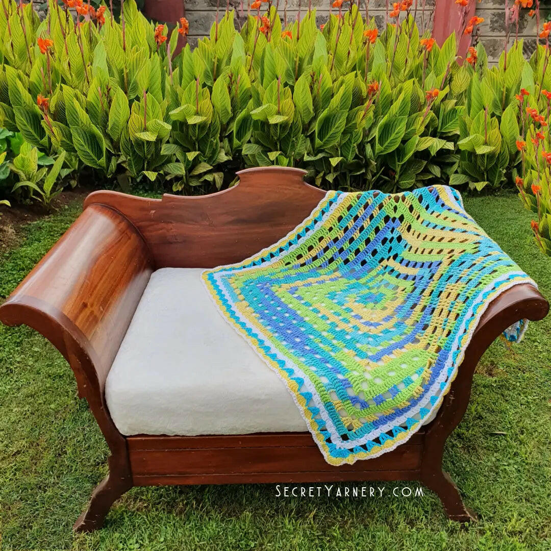 Floors & Windows Crochet Blanket with Daffodil Border – Fast and Easy Pattern