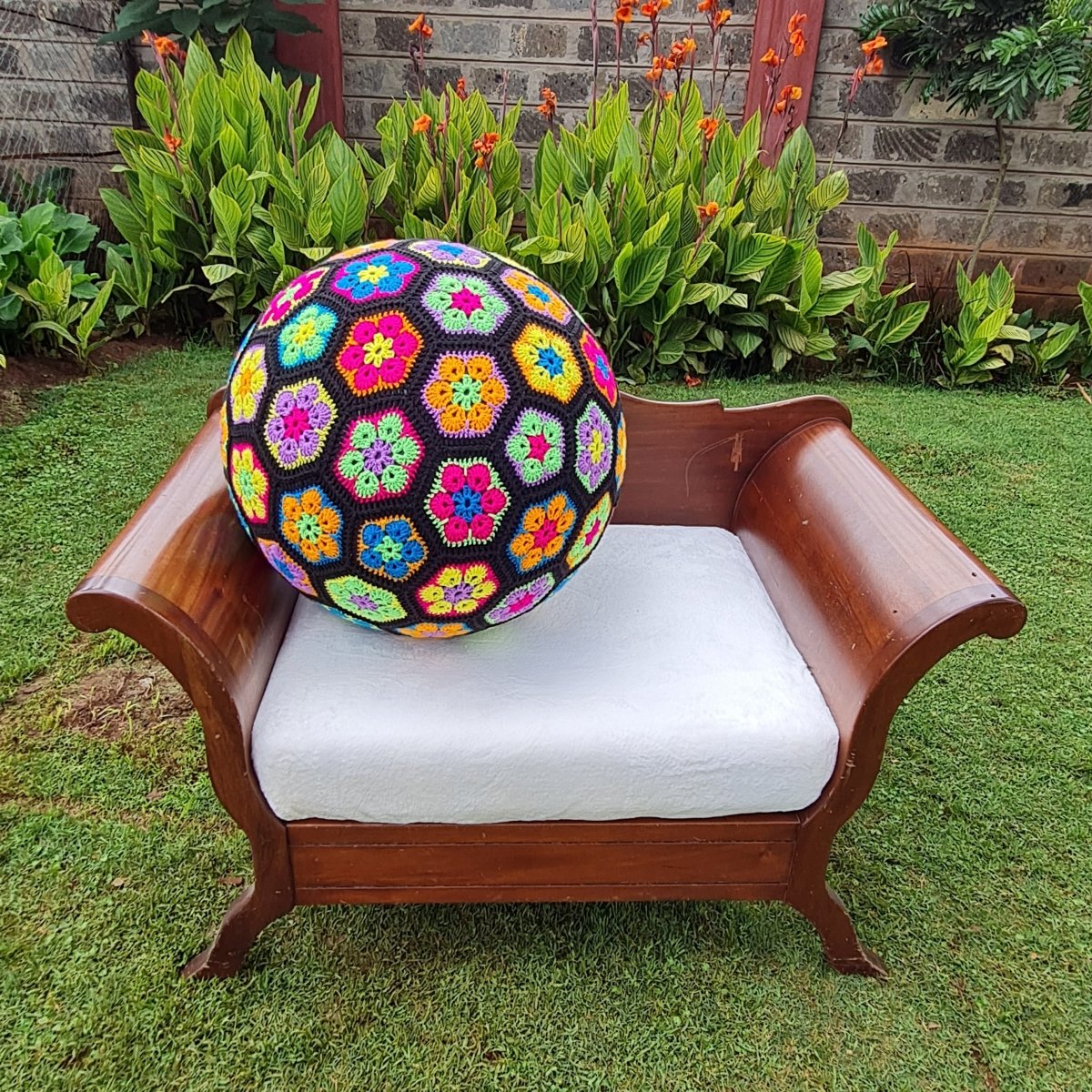 African Flower Crochet Yoga Ball Cover - The Secret Yarnery