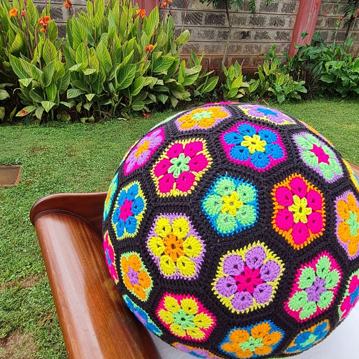 African Flower Crochet Yoga Ball Cover - The Secret Yarnery