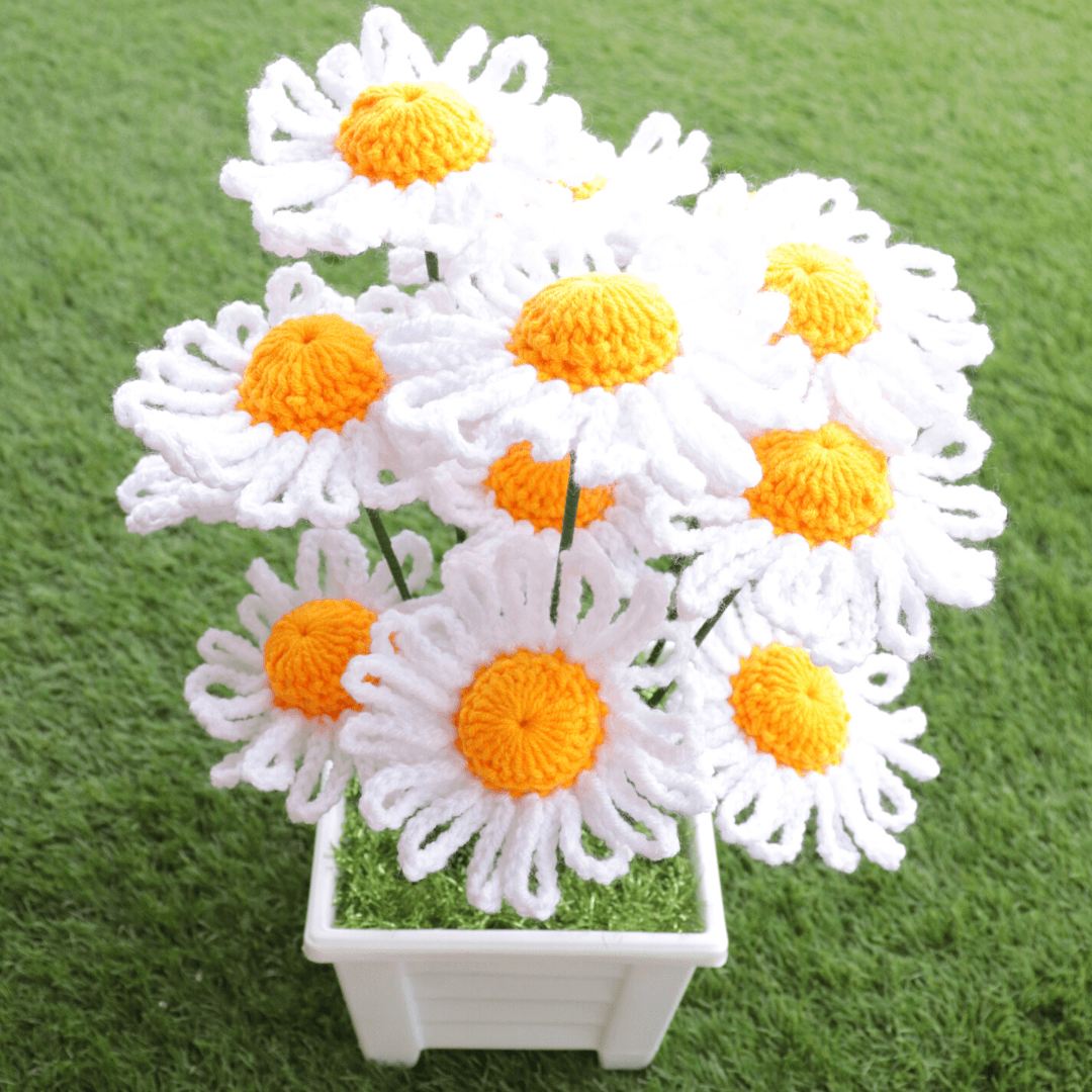 Amazing Crochet Daisy Flower Plant Pot - The Secret Yarnery