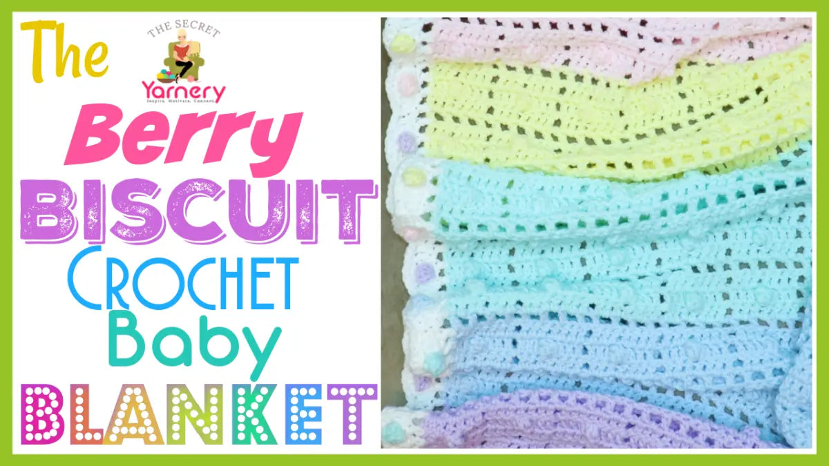 Berry Biscuit Baby Blanket with Gumdrop Border – Sweet Crochet Pattern for Beginners.