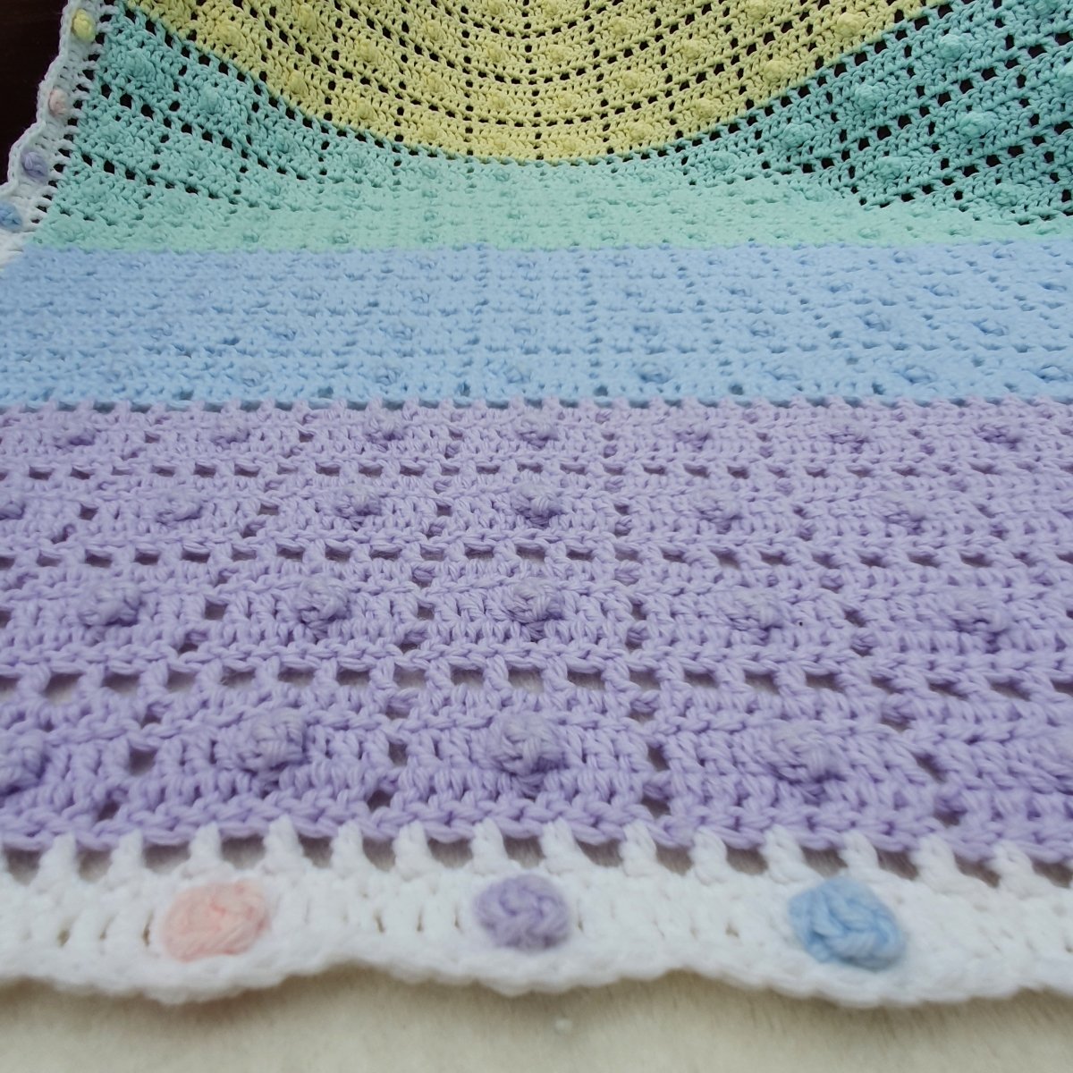 Berry Biscuit Baby Blanket with Gumdrop Border - The Secret Yarnery